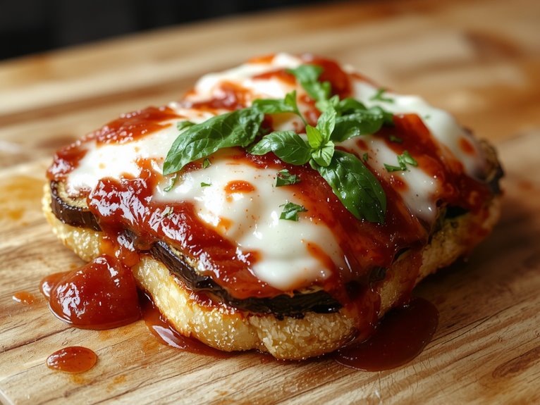 breaded eggplant layered cheese