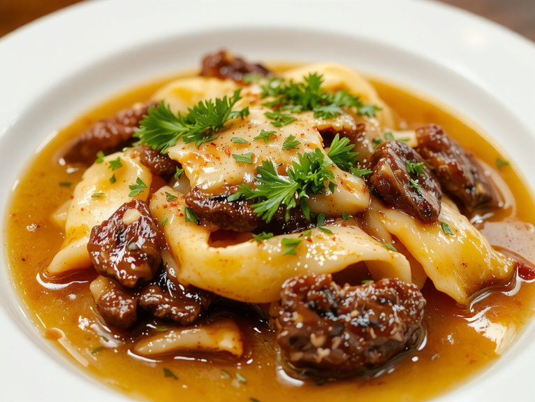 creamy beef mushroom noodles