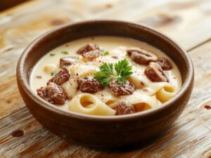 creamy beef mushroom pasta