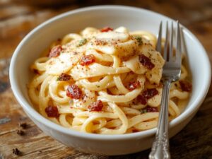 creamy pasta bacon dish