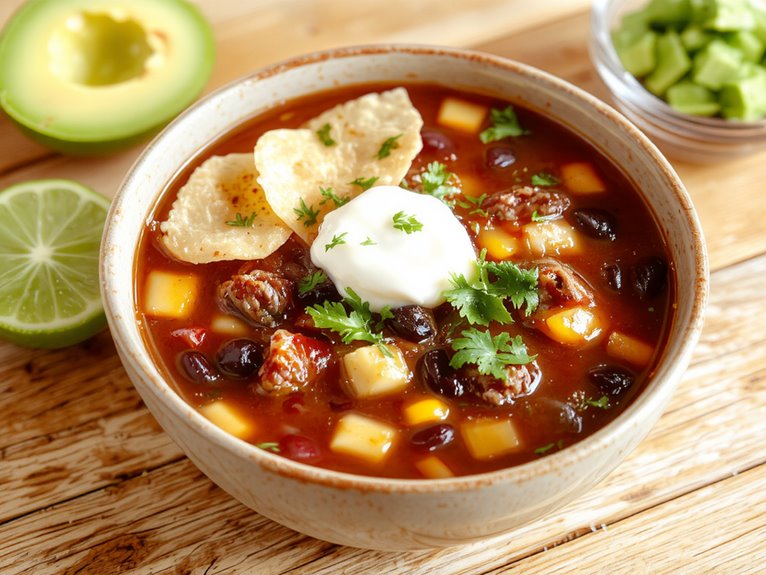 hearty beef taco soup