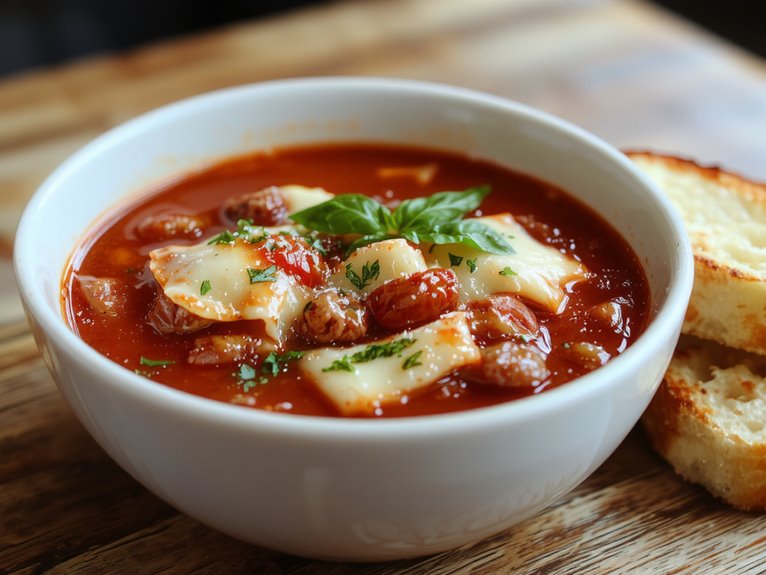 hearty cheesy lasagna soup