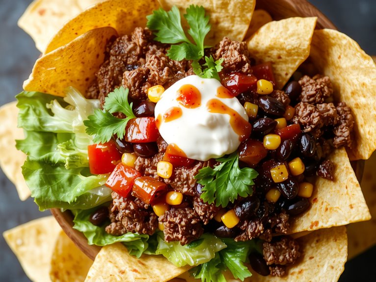 seasoned beef taco salad