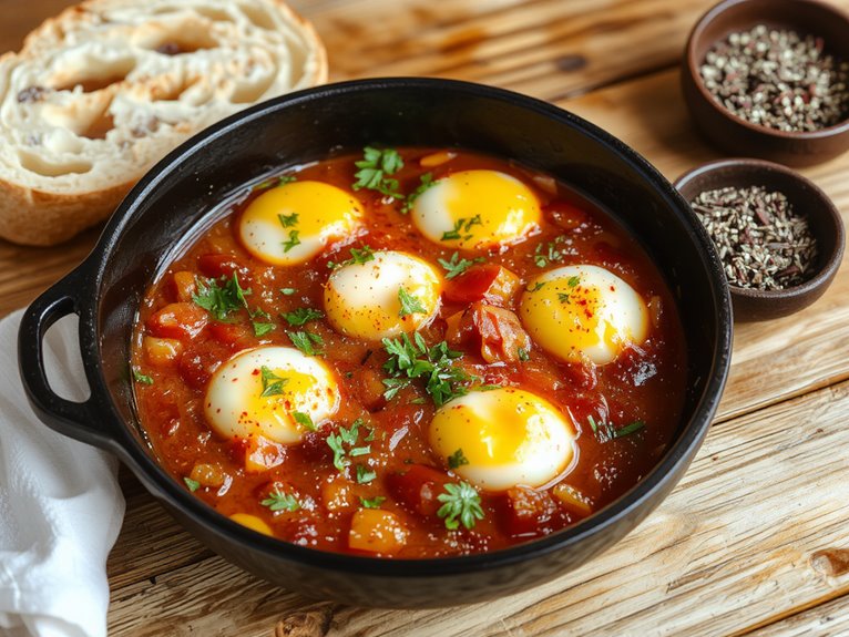 spiced poached egg dish