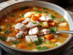 warm comforting chicken soup