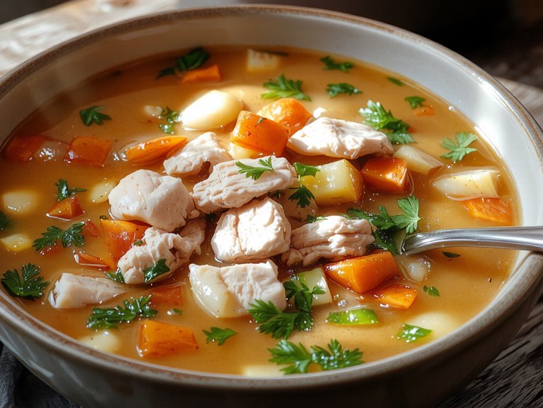 warm comforting chicken soup